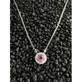 Pink sapphire and diamonds pendant